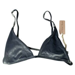 Chloe Rose Gray Crushed Velvet Pullover Bikini Top Sz M NEW